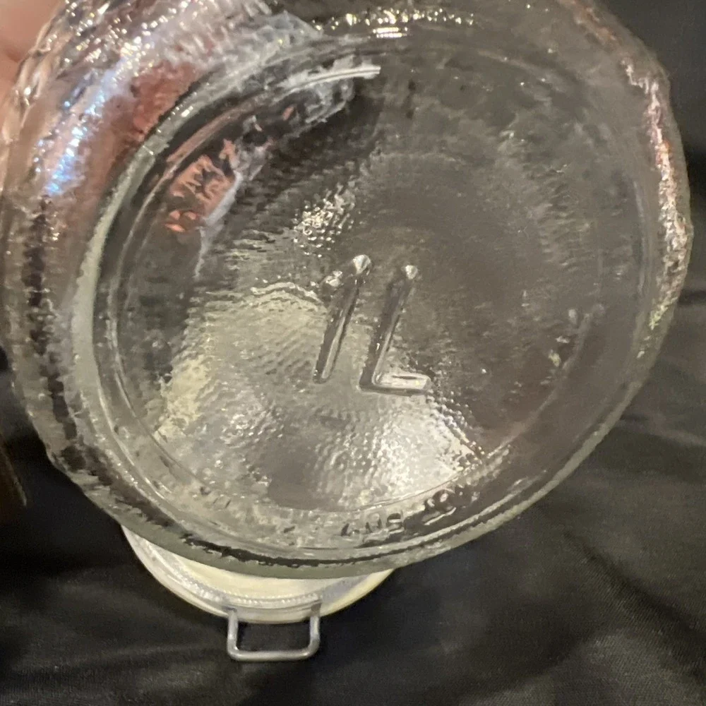 Wheaton 1.5‎ L & 1 L  Jars Canister Fruit Embossed Clear Glass Wire Clasp Seal